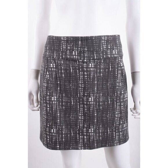 J Crew Womens Straight Pencil Skirt Mini Sz 8 Gray White Printed Cotton - Picture 1 of 7